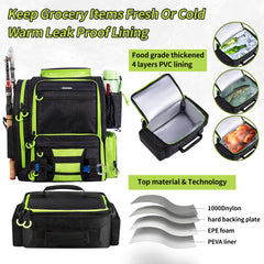 BLISSWILL large fishing backpack side pocket open demonstrates accessible storage for tackle and tools