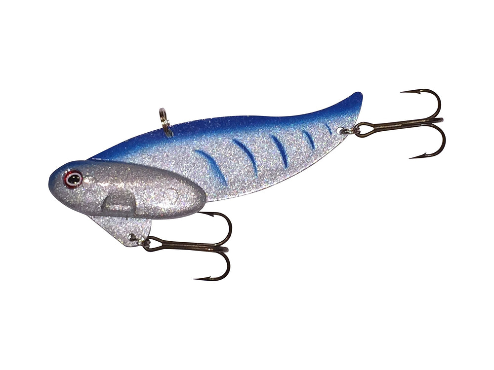 Blitz Lures Blitz Blade Blue Tiger blade bait ready for versatile freshwater and saltwater jigging.