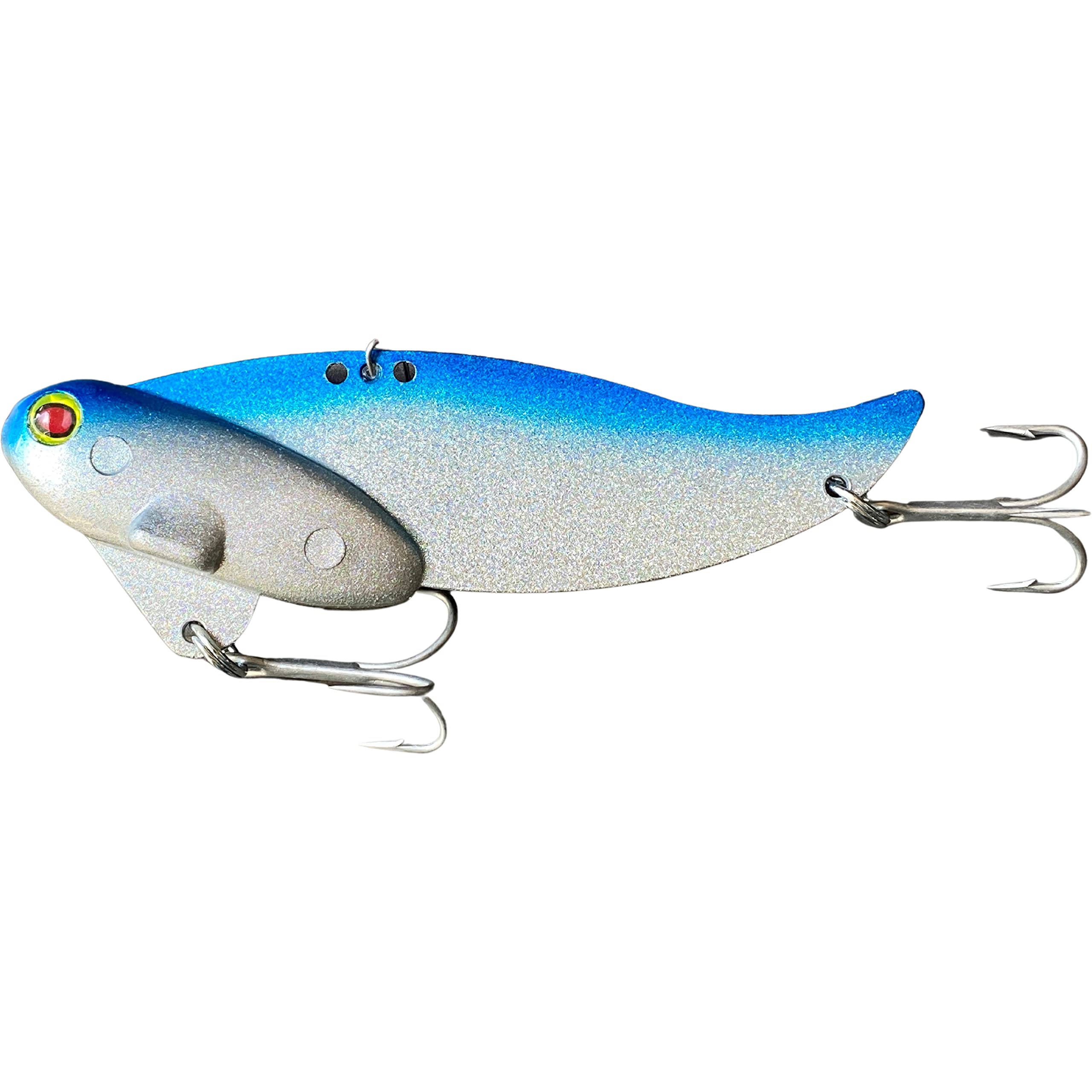 Blitz Lures Blitz Blade blade bait in Silver Blue for versatile vertical jigging and aggressive strikes.