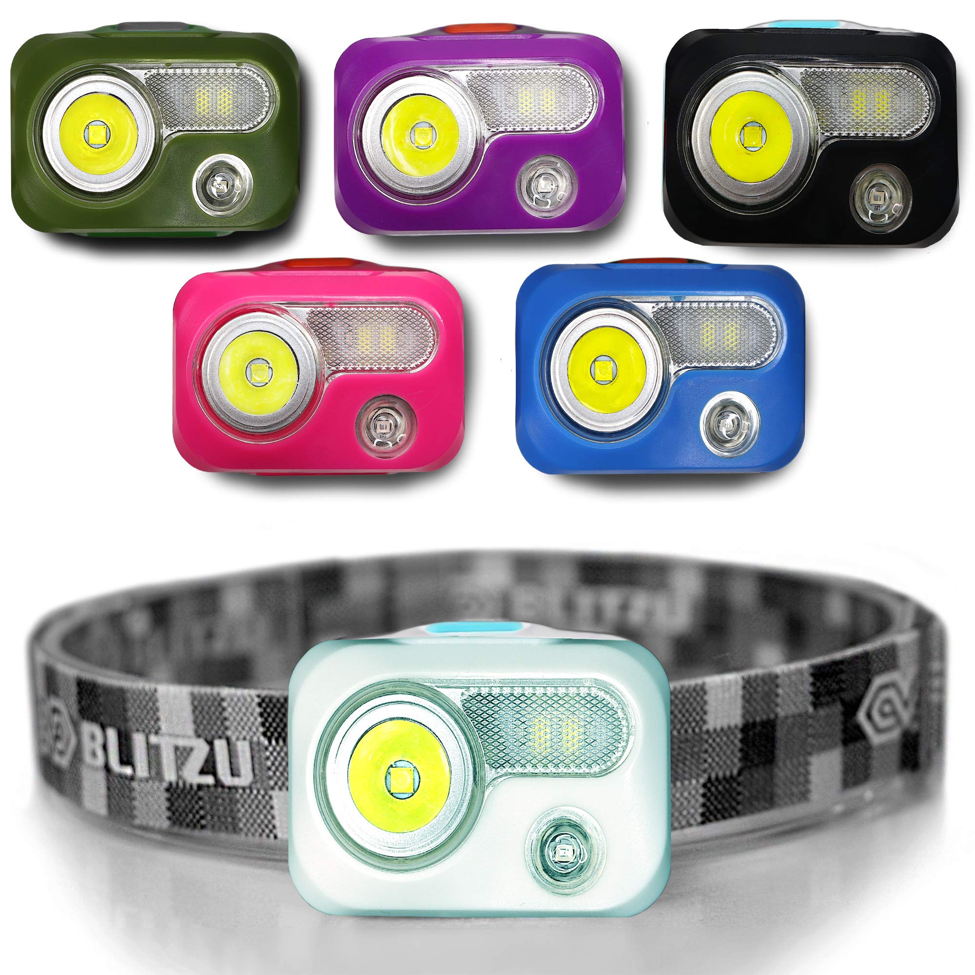 BLITZU LED headlamp white light on head for clear nighttime visibility during runs
