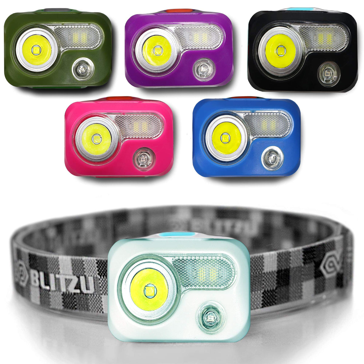 BLITZU LED headlamp white light on head for clear nighttime visibility during runs