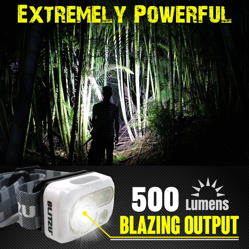BLITZU rechargeable headlamp charging port highlights eco-friendly power for outdoor adventures