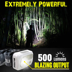 BLITZU rechargeable headlamp charging port highlights eco-friendly power for outdoor adventures