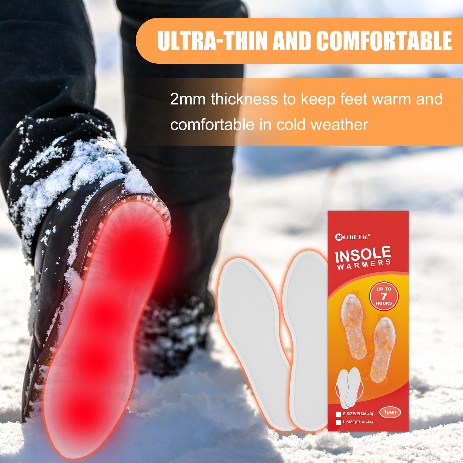 Blobuste universal-fit EU41-44 insole warmers fit most footwear for versatility