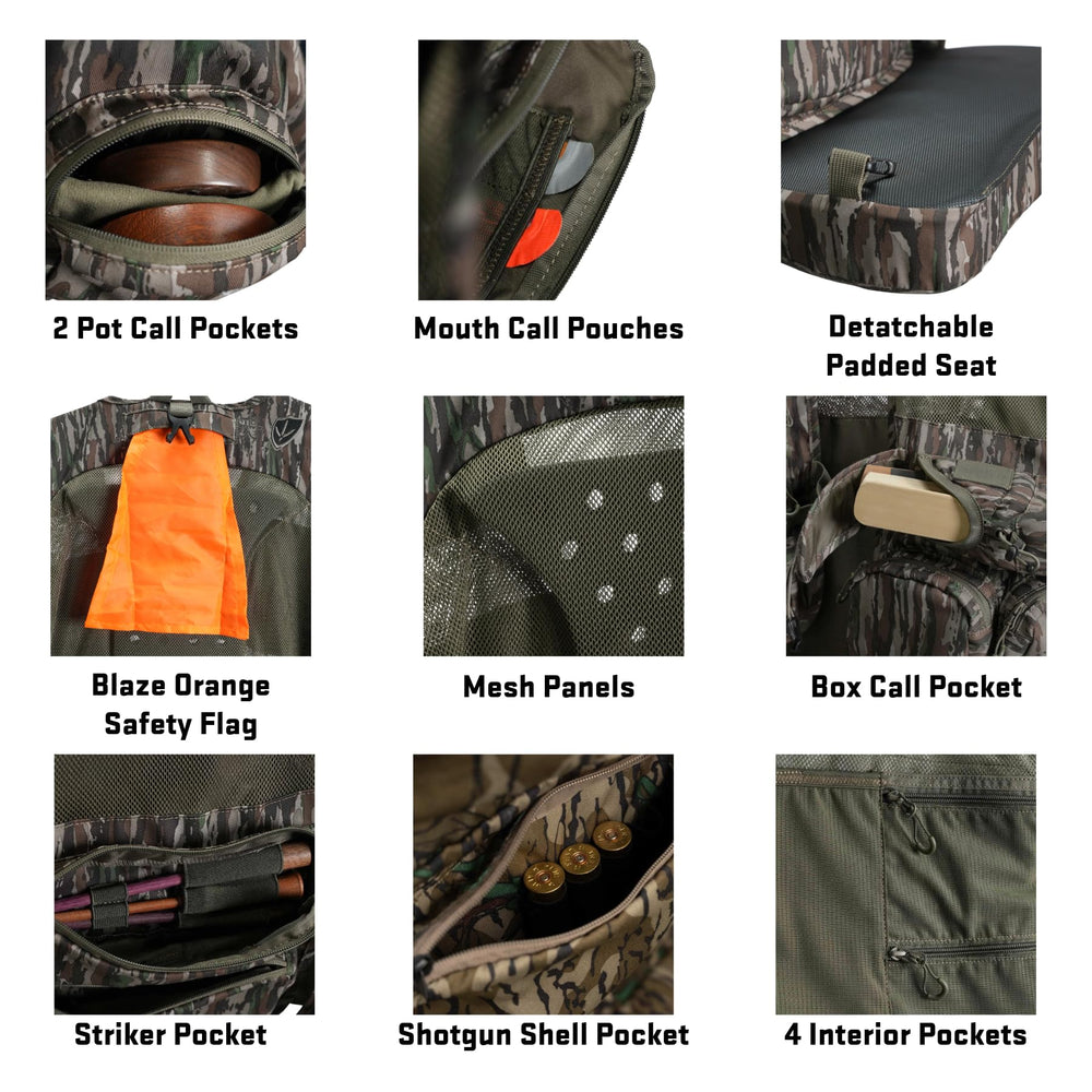 BLOCKER OUTDOORS Finisher Pro II turkey vest offers multiple pockets for gear access.