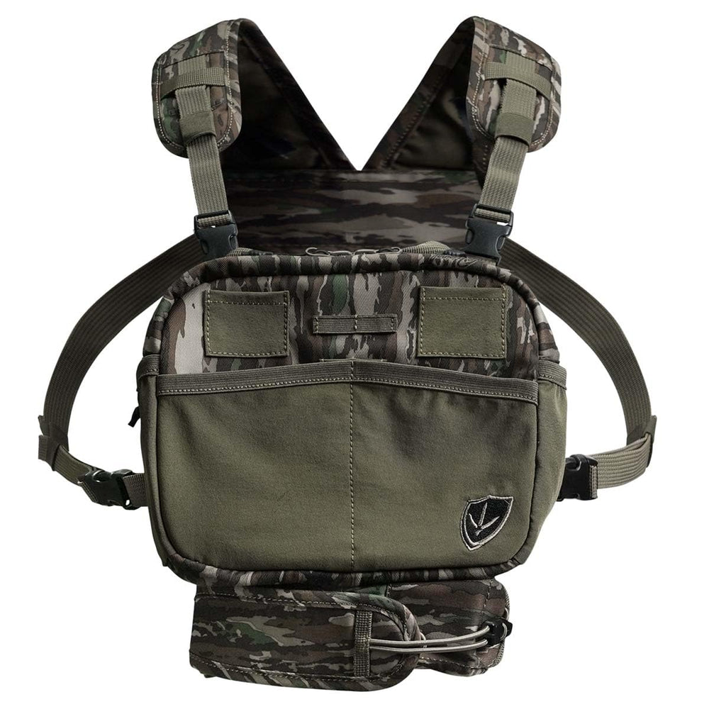 BLOCKER OUTDOORS Finisher chest pack top-loader binocular pocket for fast access.