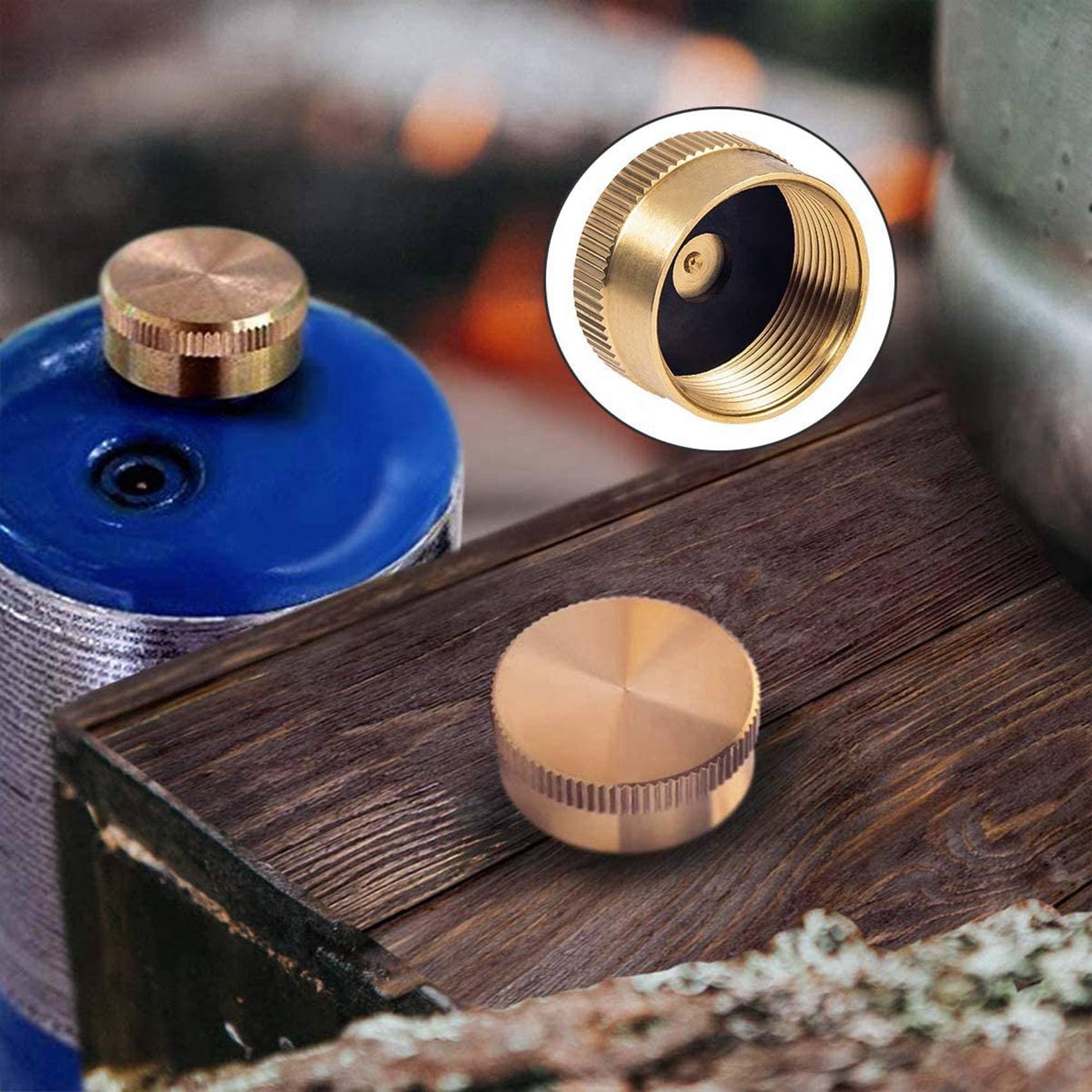 Bloepum brass cap detail shows durable, heat-resistant construction