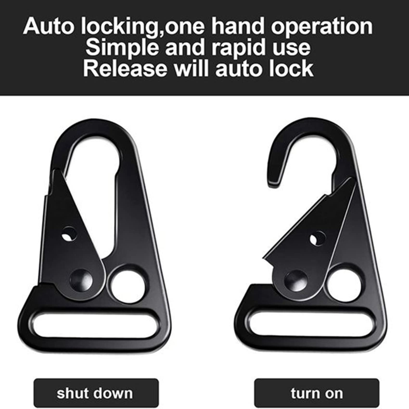 Bloepum carabiner snap hook with black coating resists rust.
