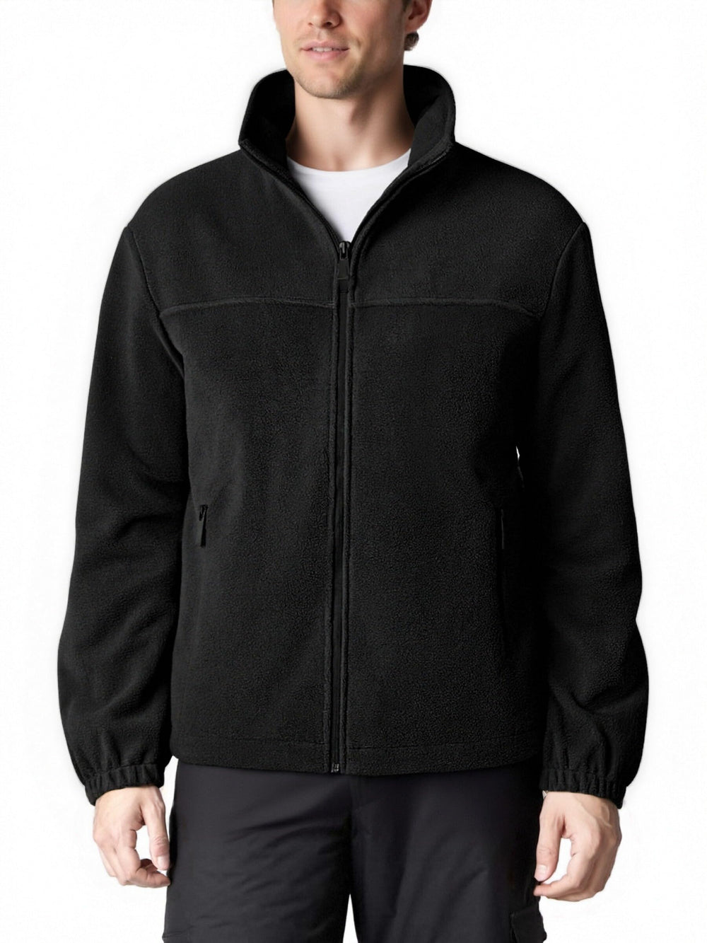 Blokehoway men's polar fleece jacket with full zip provides cozy warmth and wind protection.
