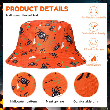 Green ghost-themed Halloween bucket hat