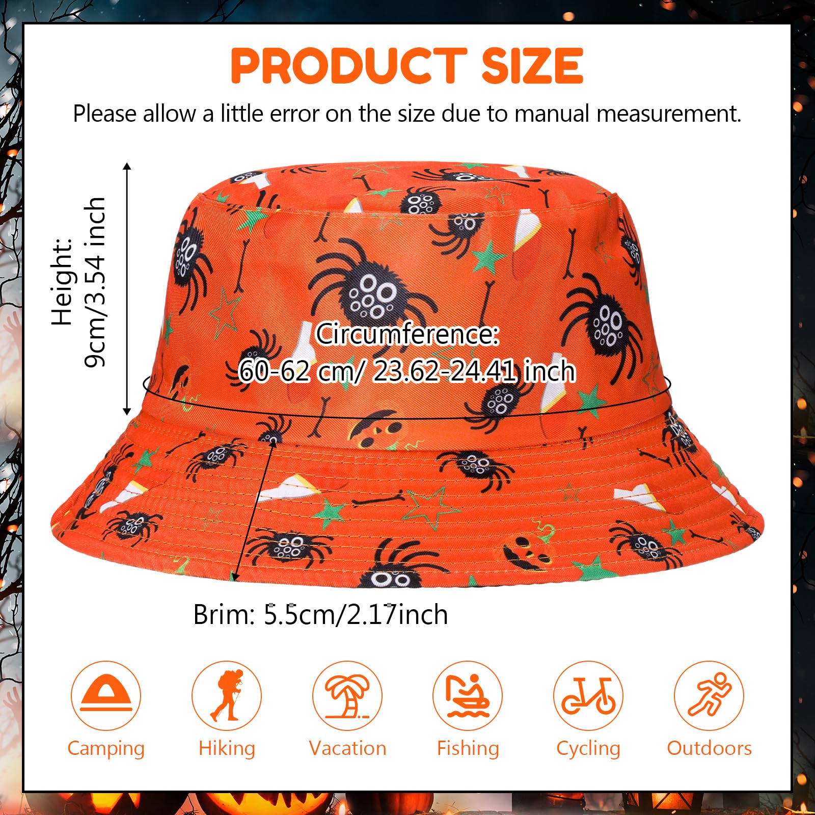 Style 1 pumpkin design on orange Halloween bucket hat