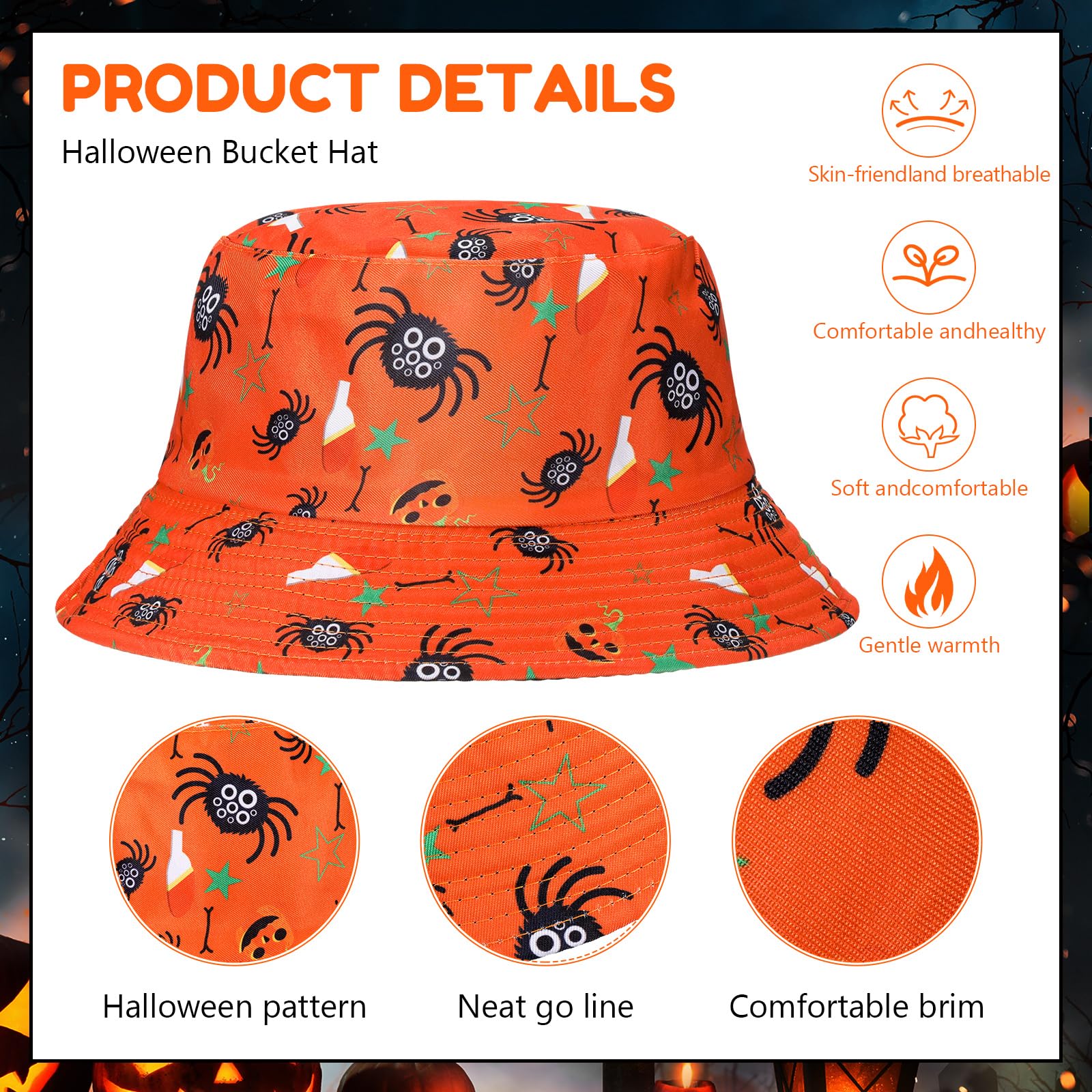 Style 2 ghost design on green Halloween bucket hat