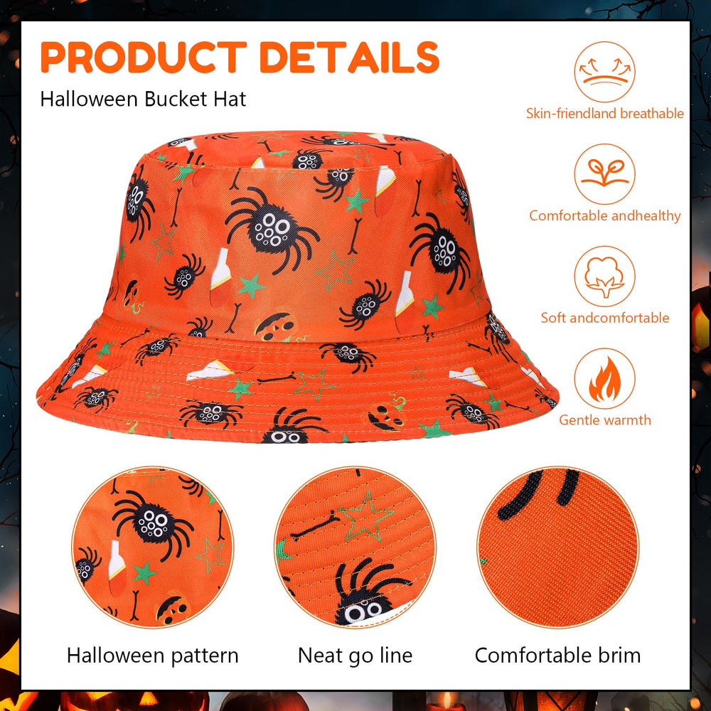 Style 2 ghost design on green Halloween bucket hat