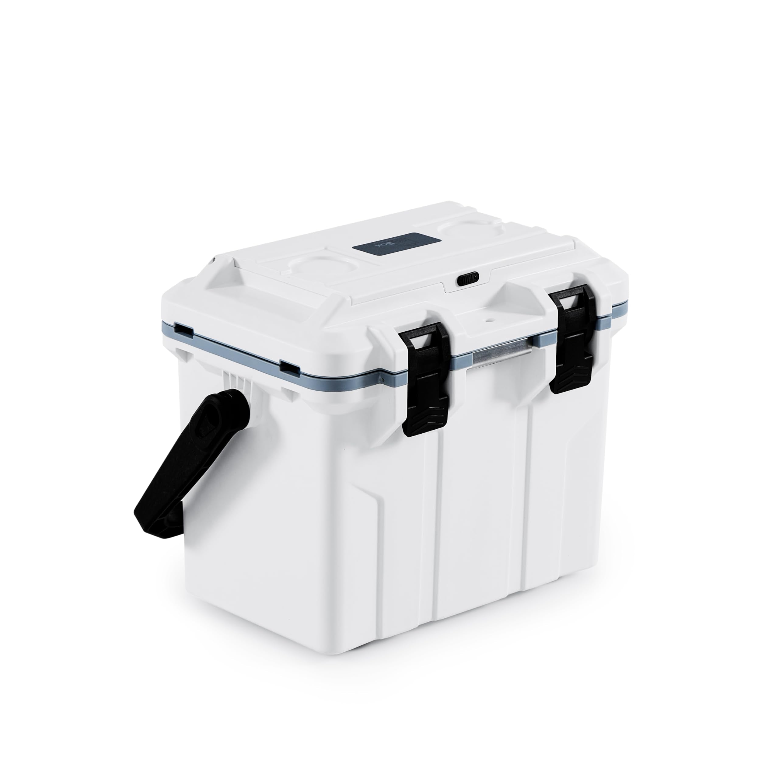 BluBox 16qt cooler in a camping setup for outdoor meals.