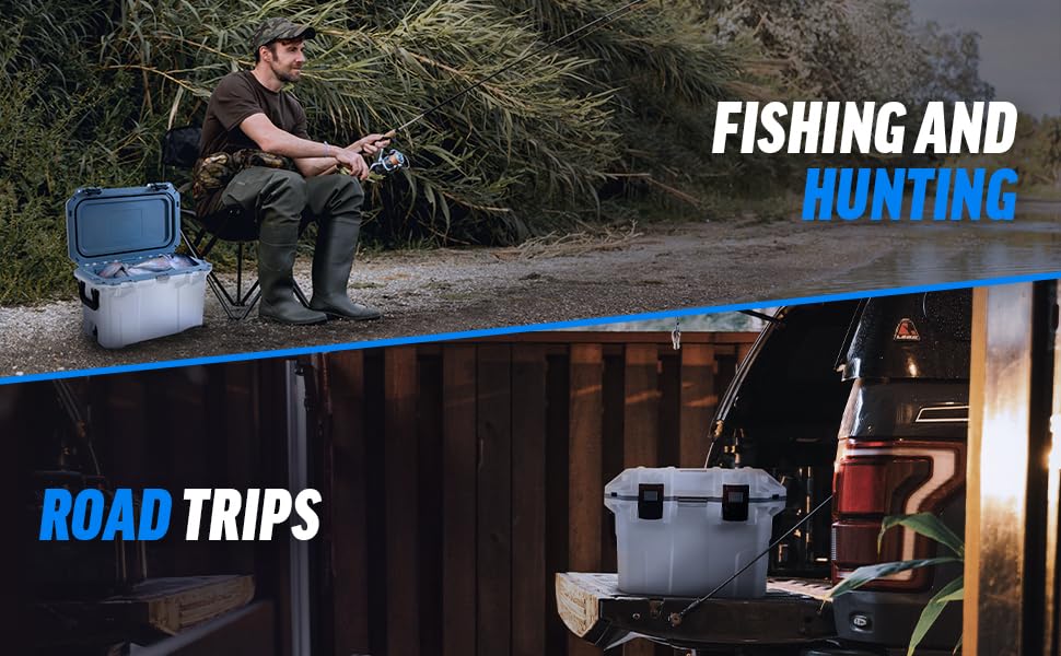 BluBox 16qt cooler with portable carry design for easy transport.