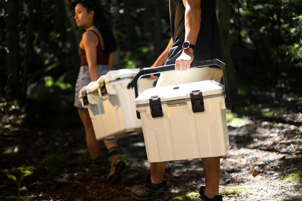BluBox 16qt cooler features secure locking system to prevent spills.