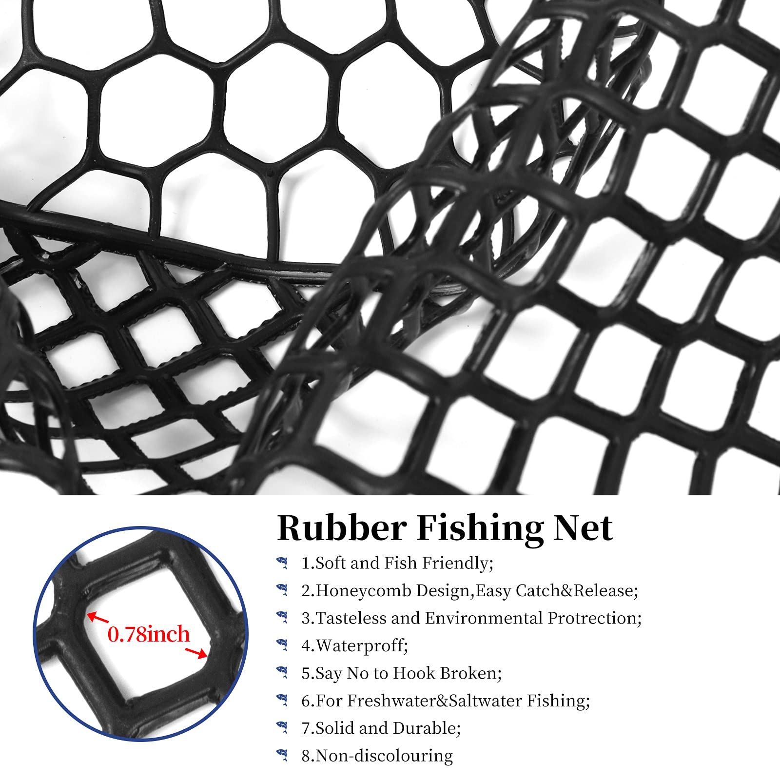 Blue Billow 67-inch net extends reach for kayak or boat fishing.