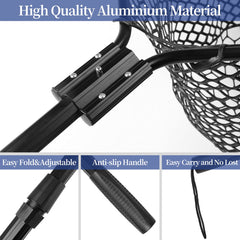 Blue Billow deep rubber mesh net minimizes tangles while protecting catch.