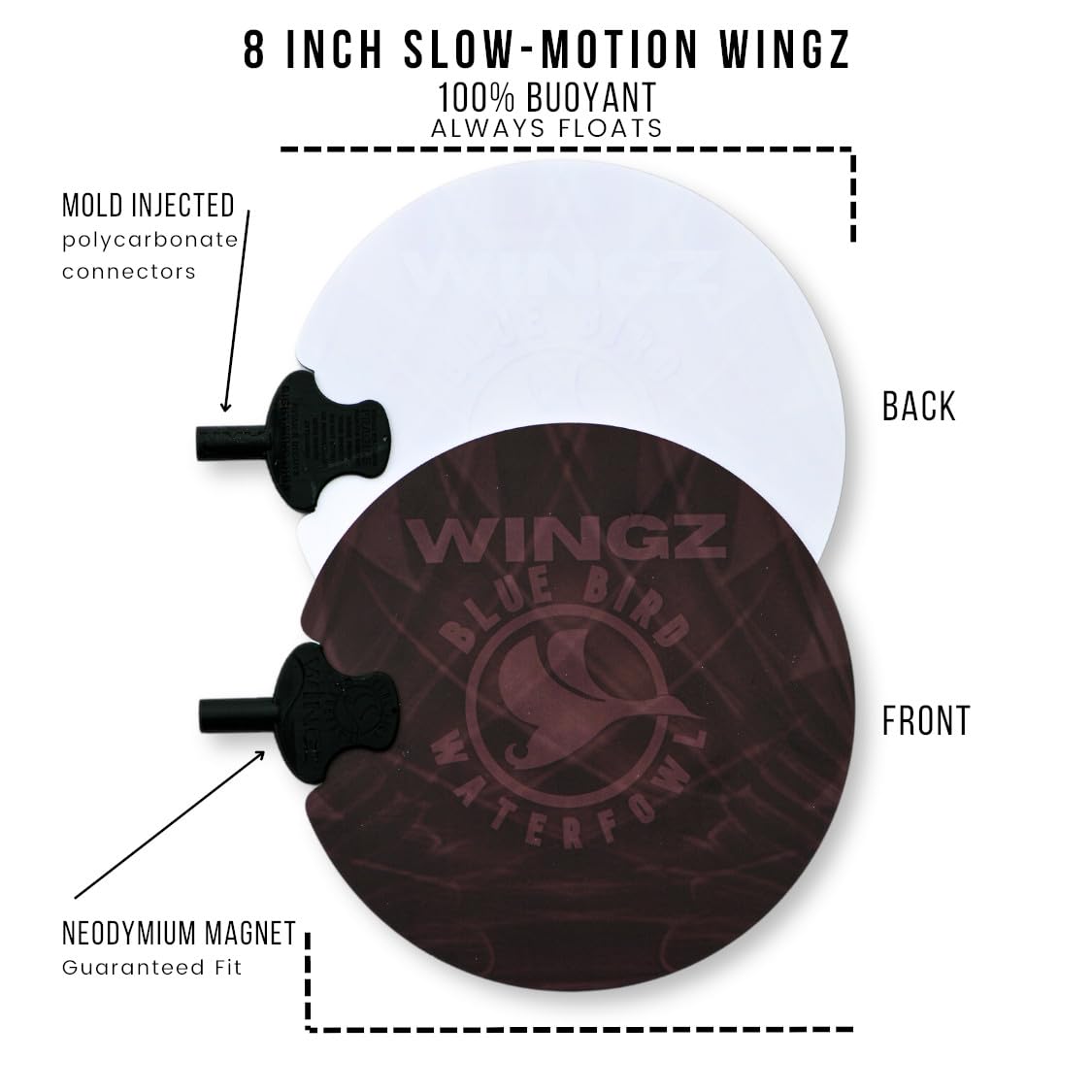 Blue Bird Waterfowl Lucky Duck wings high-vis 6in enhances visibility for low-light hunts