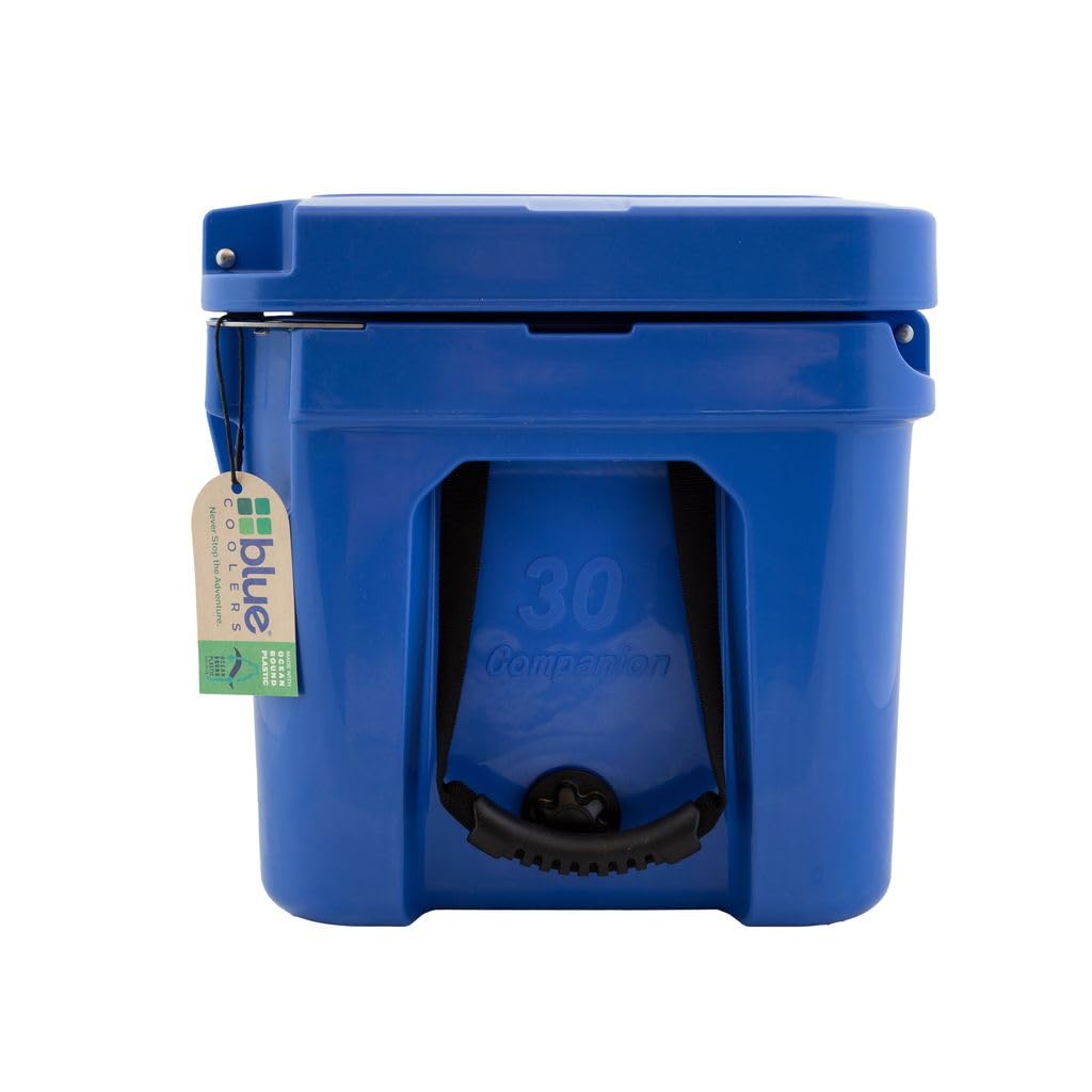 Blue Coolers 30-quart capacity ideal for cans and food.
