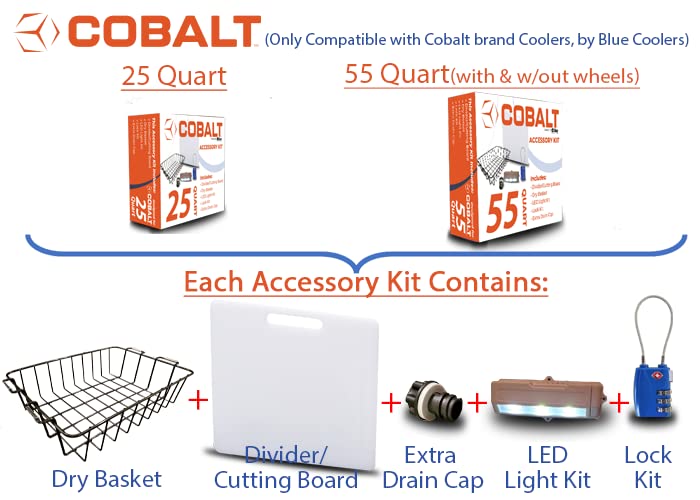 Blue Coolers cobalt 25-quart dry basket keeps supplies organized during trips.