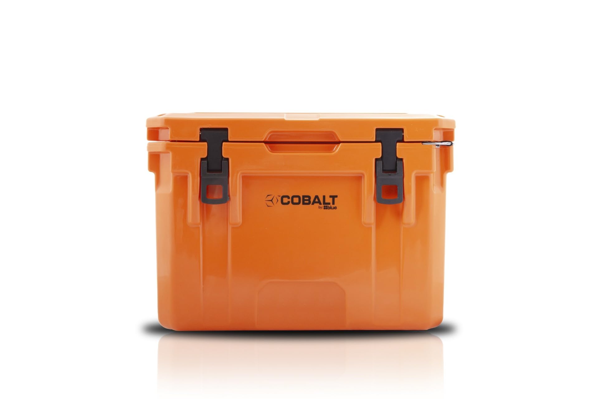 Blue Coolers Cobalt 25qt front view shows rugged build for outdoor adventures.