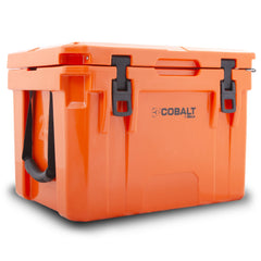 Blue Coolers Cobalt 25qt lid-open demonstrates quick access for gatherings.