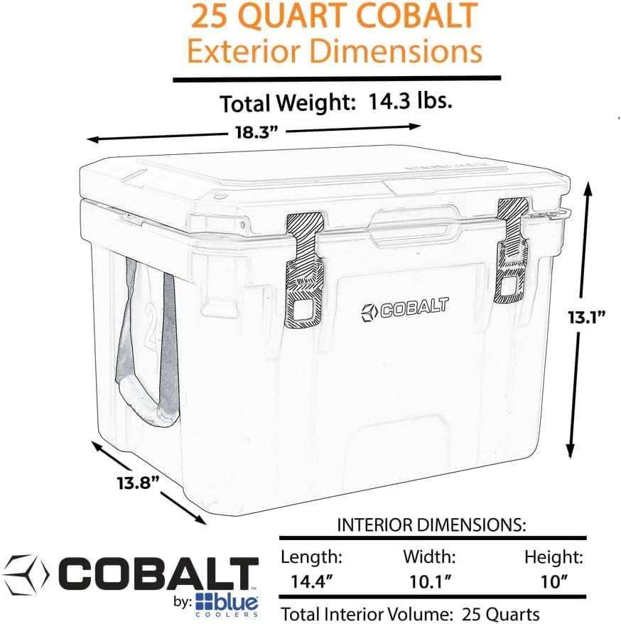 Blue Coolers Cobalt 25qt lockable lid enhances secure tailgates.