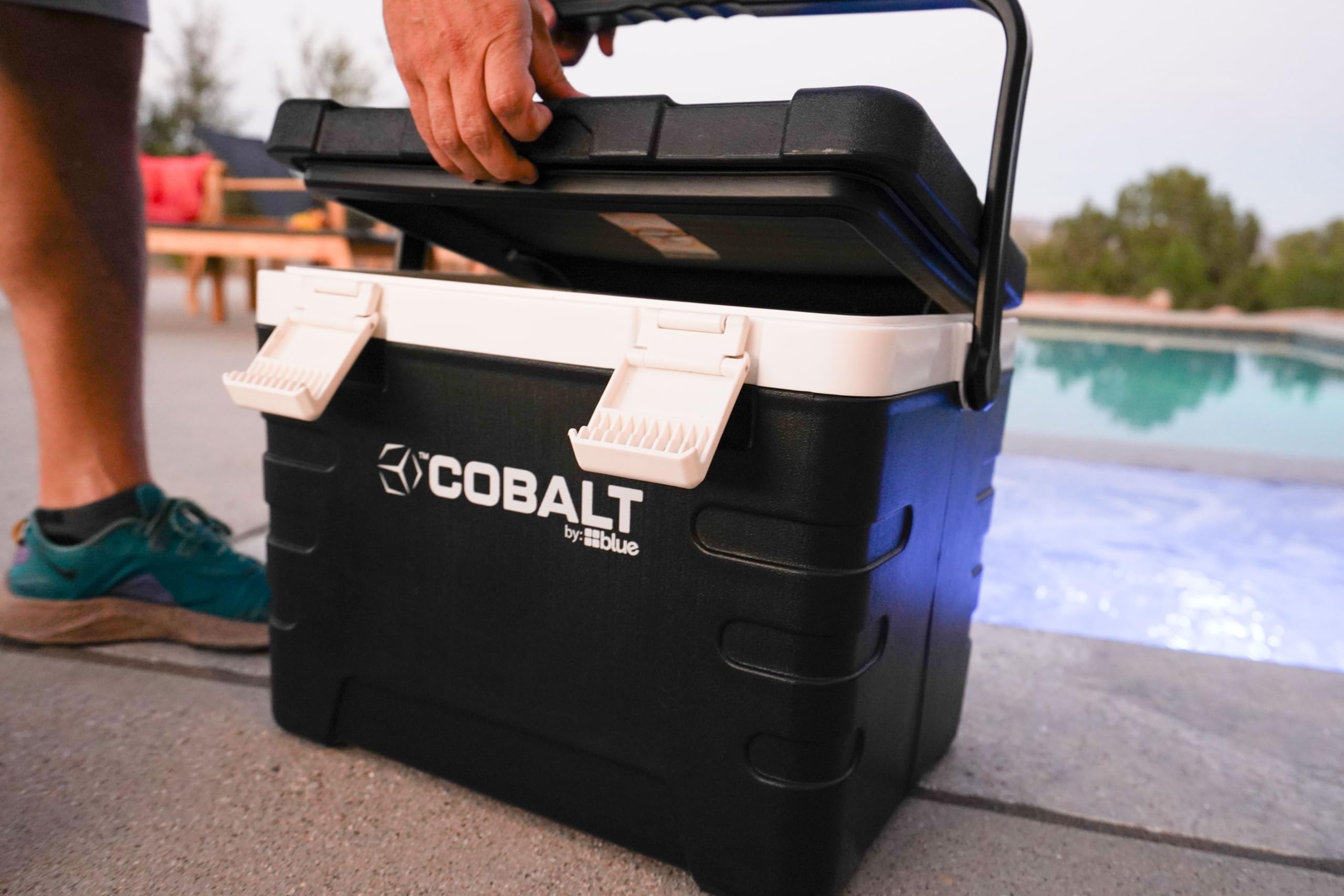 Blue Coolers Cobalt 37qt ideal for camping, tailgating, and backyard barbecues.