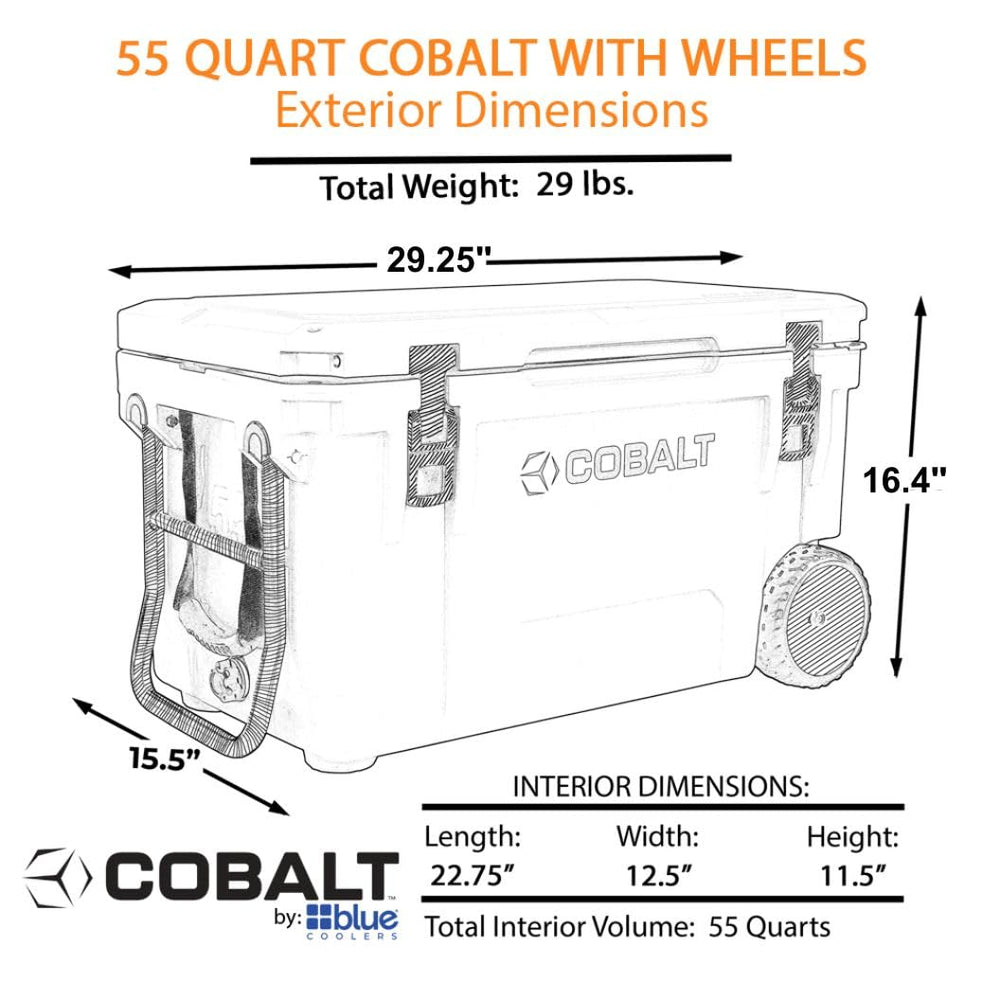Blue Coolers Cobalt 55QT hinges showcase reliable construction for busy outdoor use.