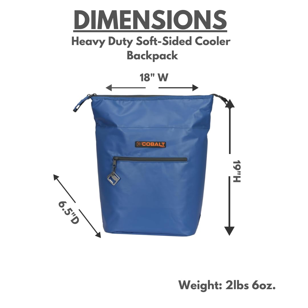 Blue Coolers Cobalt tote filled with ice, demonstrates high-capacity cooling
