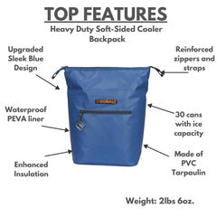 Blue Coolers Cobalt tote side profile, rugged tote ideal for hiking and camping
