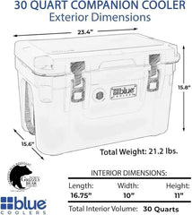 Blue Coolers Companion lockable lid and gasket ensure secure contents during camping