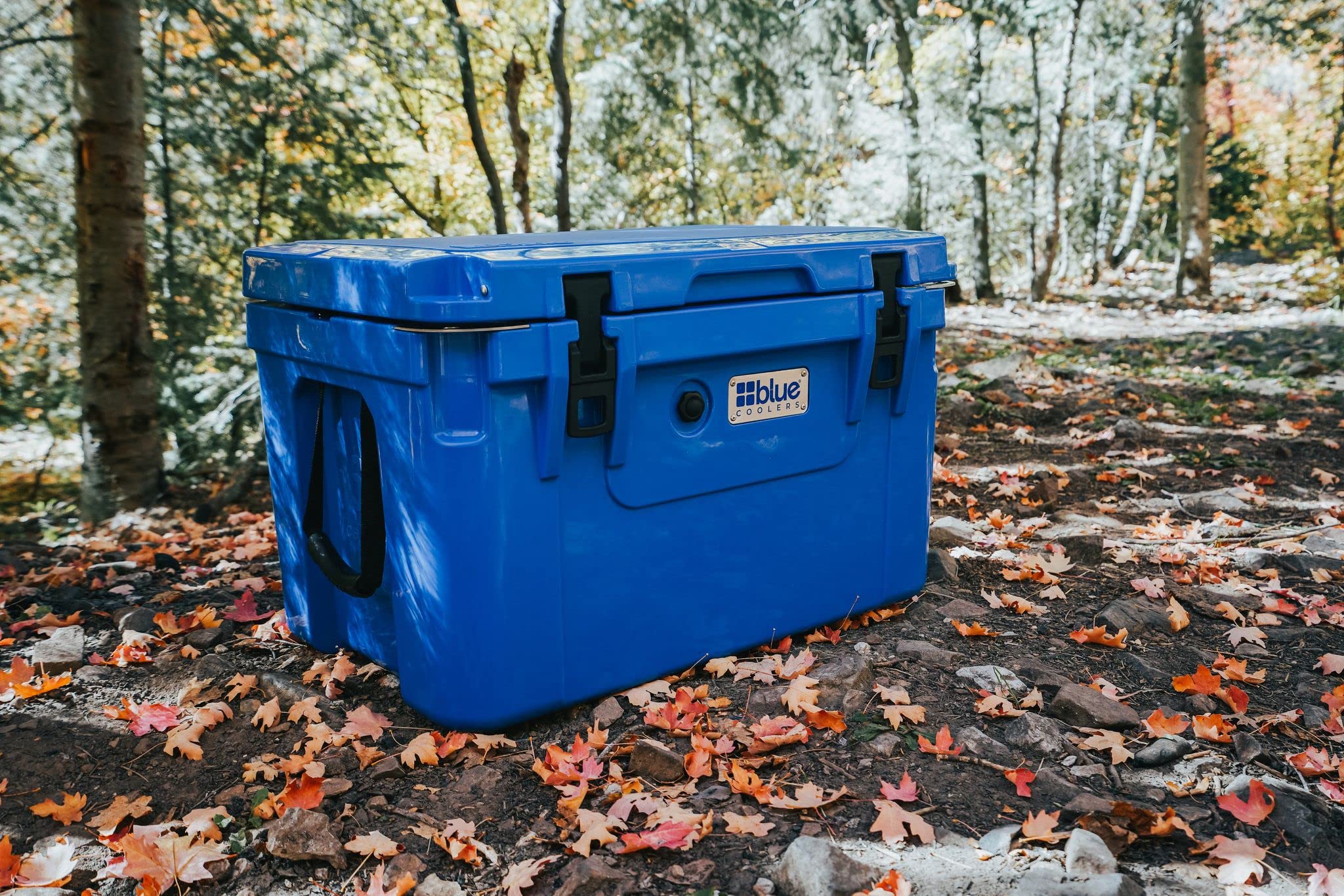 Blue Coolers Ice Vault 60qt non-skid-feet keep stable placement on uneven ground