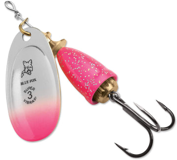 Blue Fox Classic Vibrax 00 Candyback pink chartreuse front view with mid-depth blade for casting and trolling