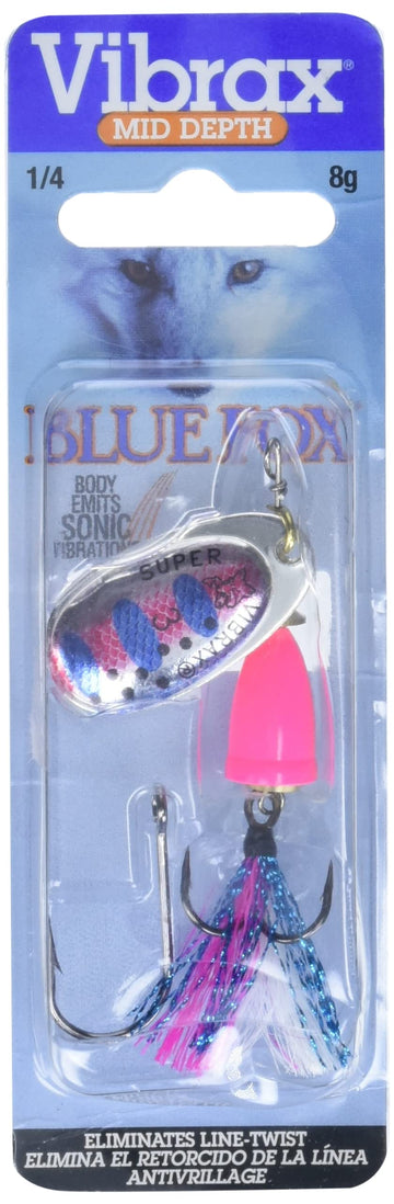 Blue Fox Classic Vibrax 03 Foxtail Rainbow Trout lure closeup tail detail.