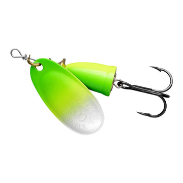 Blue Fox Classic Vibrax 03 Northern Lights UV lure with green chartreuse glow for bass and pike
