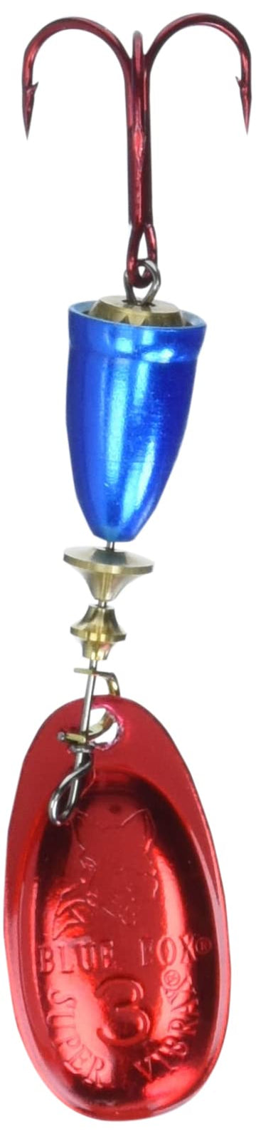 Blue Fox Classic Vibrax 03 free-hanging blade creates flashing action to attract fish.