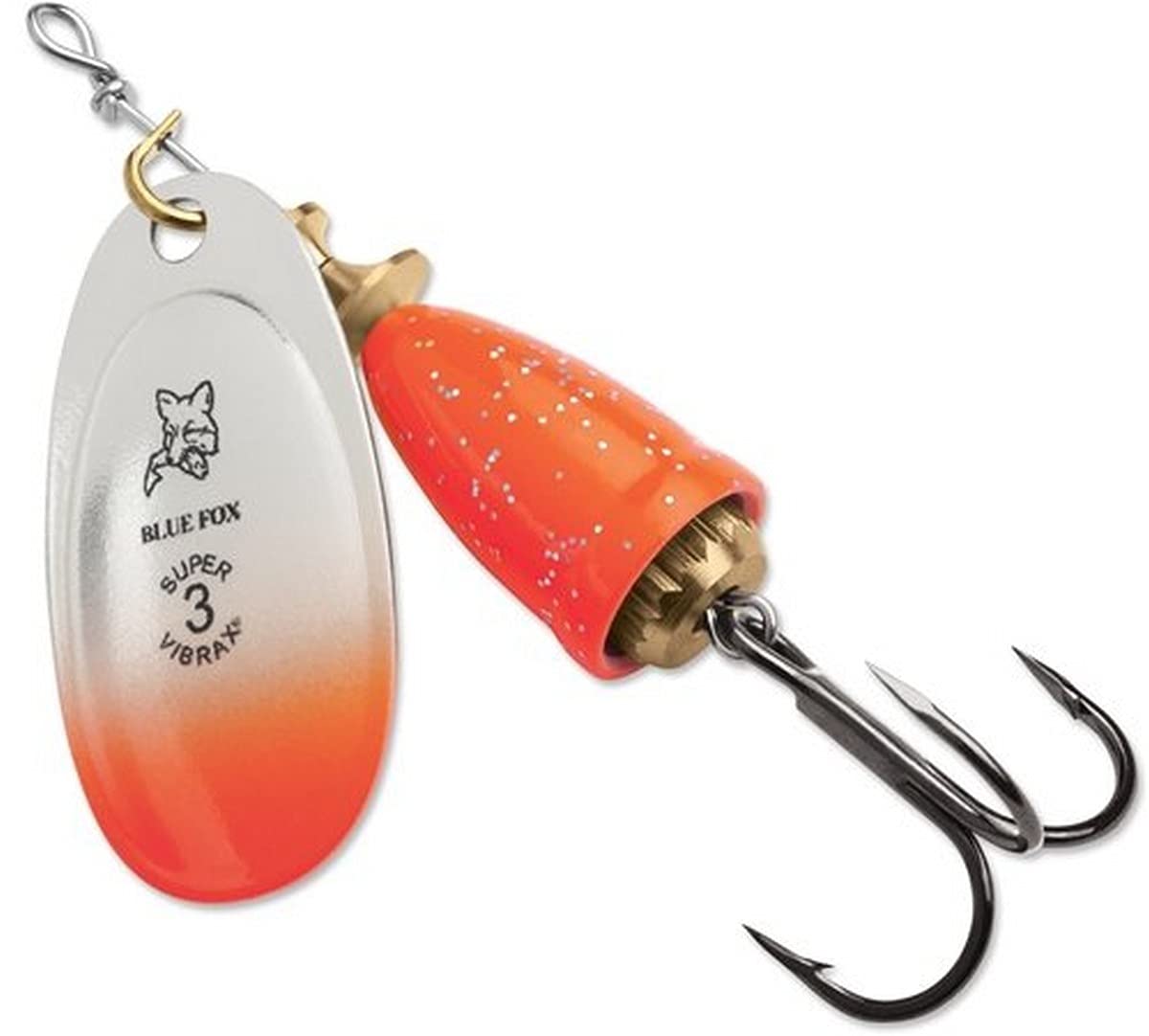 Blue Fox Classic Vibrax 04 orange-chartreuse candyback spinner for attracting bites