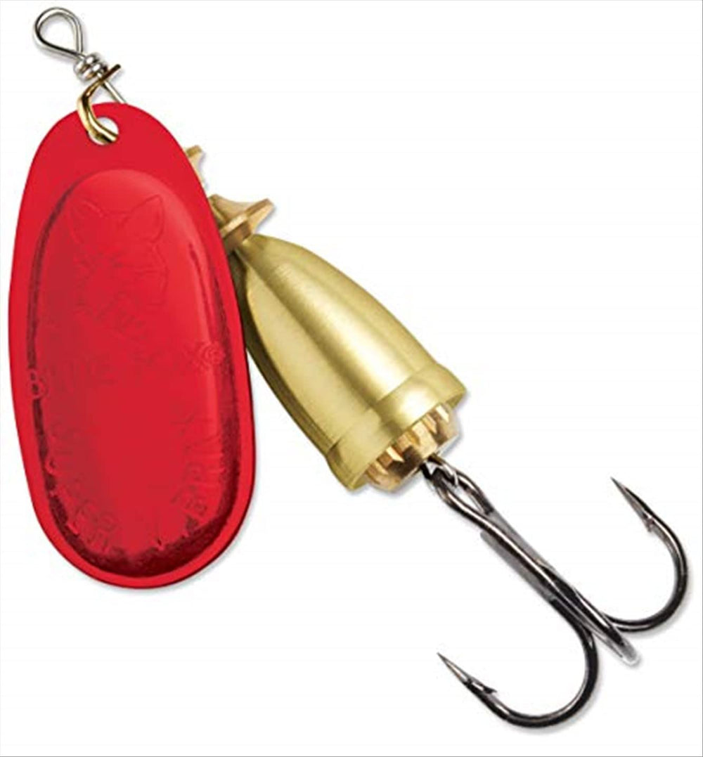 Blue Fox Classic Vibrax Spinner in Bleeding Gold attracts trout and salmon with flashing blade