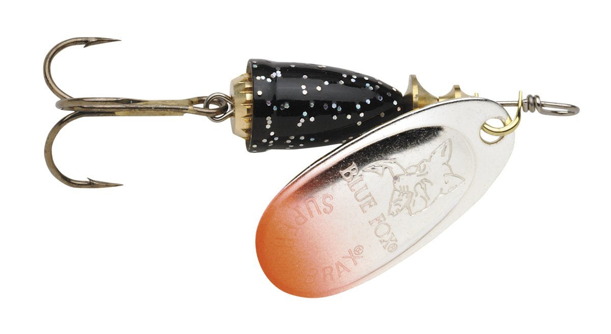 Blue Fox Classic Vibrax Spinner belled body minimizes line twist while delivering vibrations