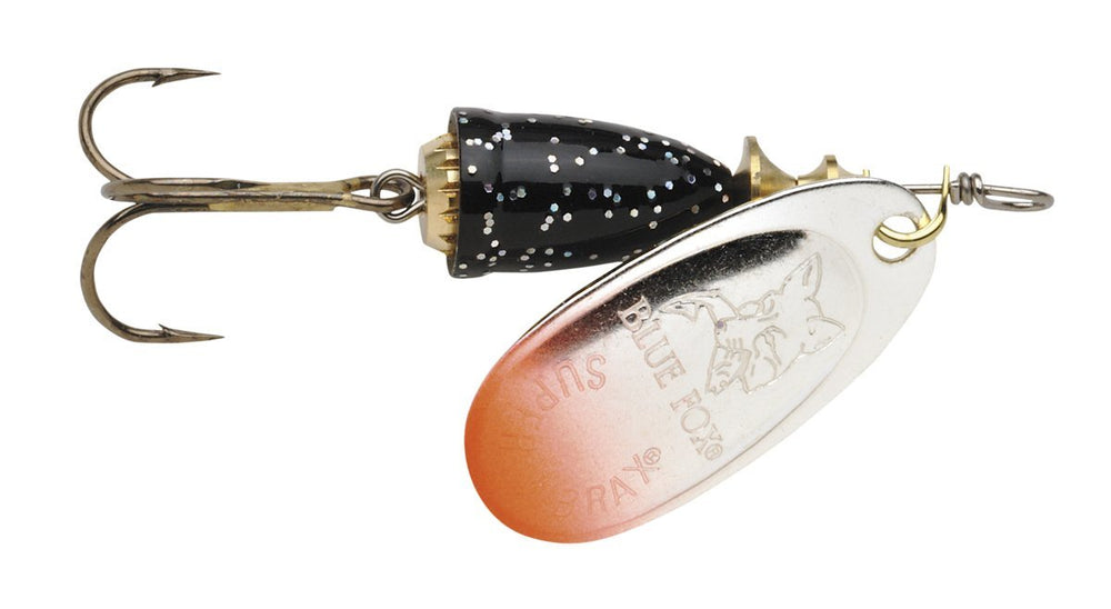 Blue Fox Classic Vibrax Spinner belled body minimizes line twist while delivering vibrations