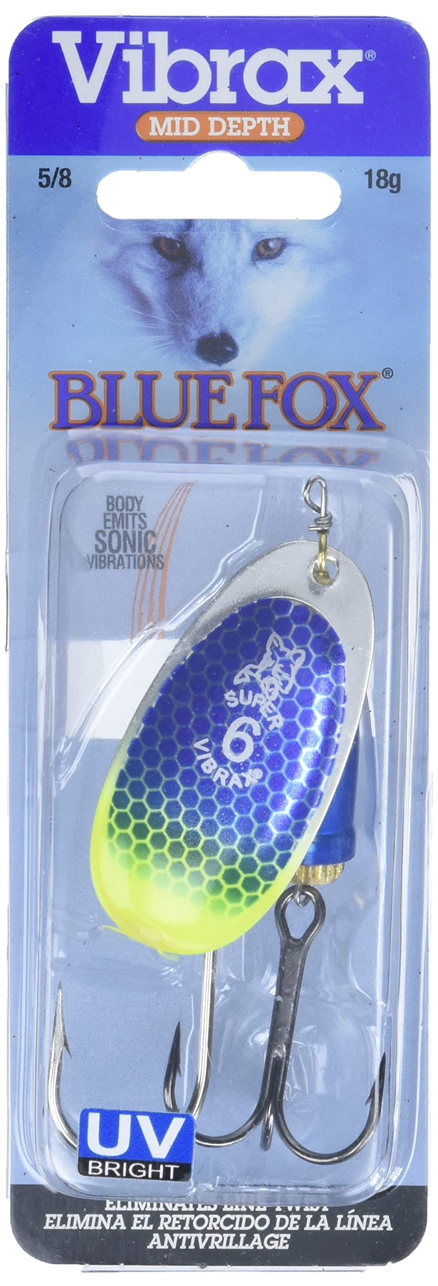 Blue Fox Classic Vibrax UV in action captures spinning motion.
