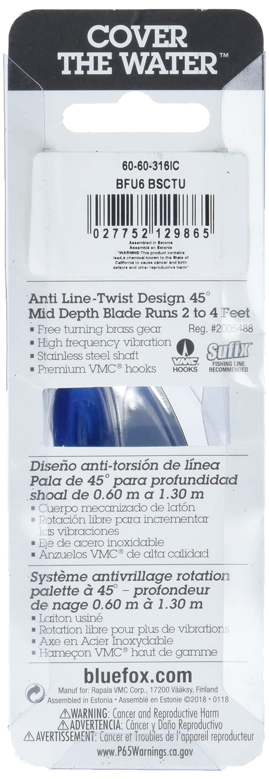 Blue Fox Classic Vibrax UV packaging for easy storage.