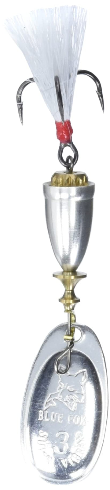 Blue Fox foxtail spinner 1/4 oz white finish boosts vibration and visibility