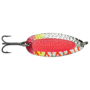 Blue Fox Pixee Spoon fluorescent red UV attracts trout and salmon with a reflective finish