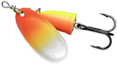 Blue Fox Super Vibrax Classic Spinner body and plating image, highlighting durable brass main body and quick strikes