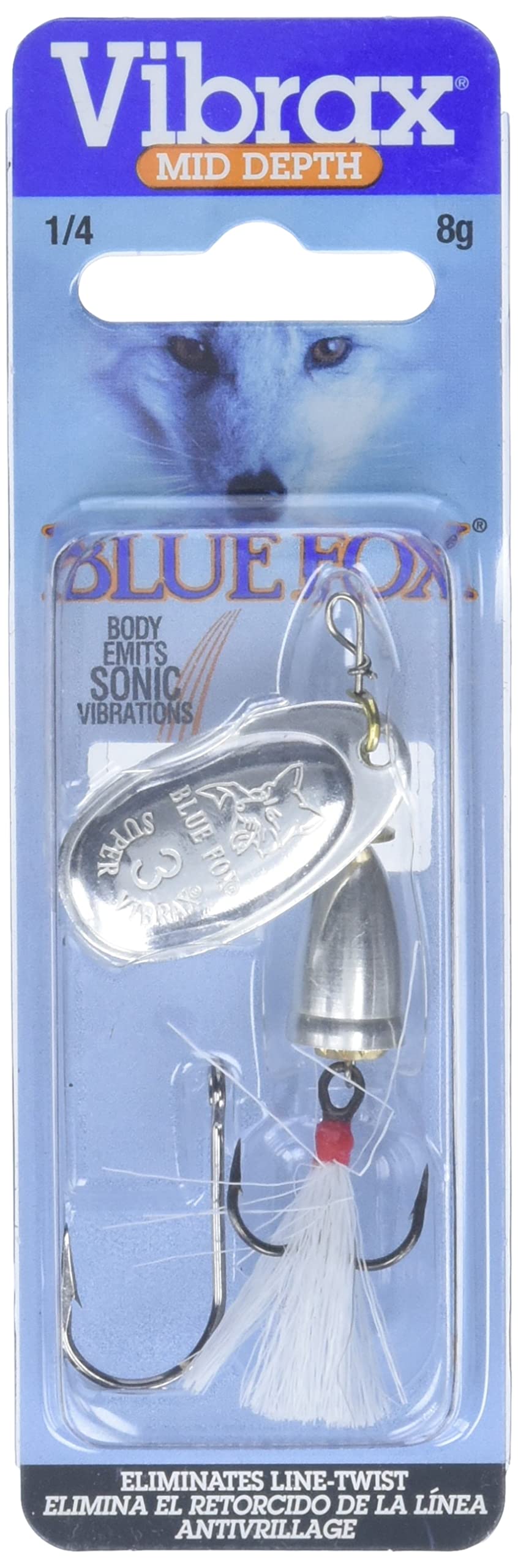 Blue Fox two-part body construction promotes smooth spins and reliability