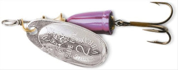 Blue Fox Vibrax 04 plated lure in silver and purple for versatile freshwater fishing