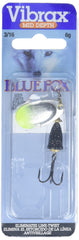 Blue Fox Vibrax 60-20-71C brass body close-up emphasizes durability.